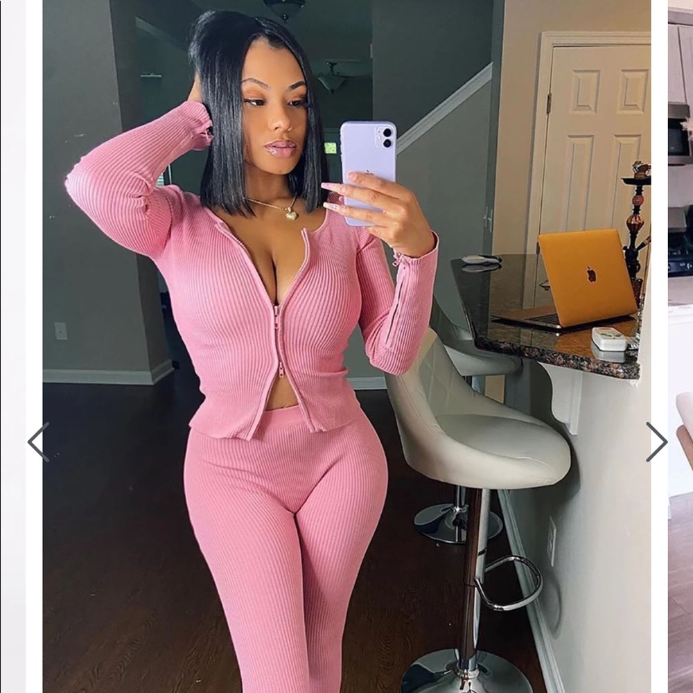 Wrong Way Sweater Pant Set - Pink